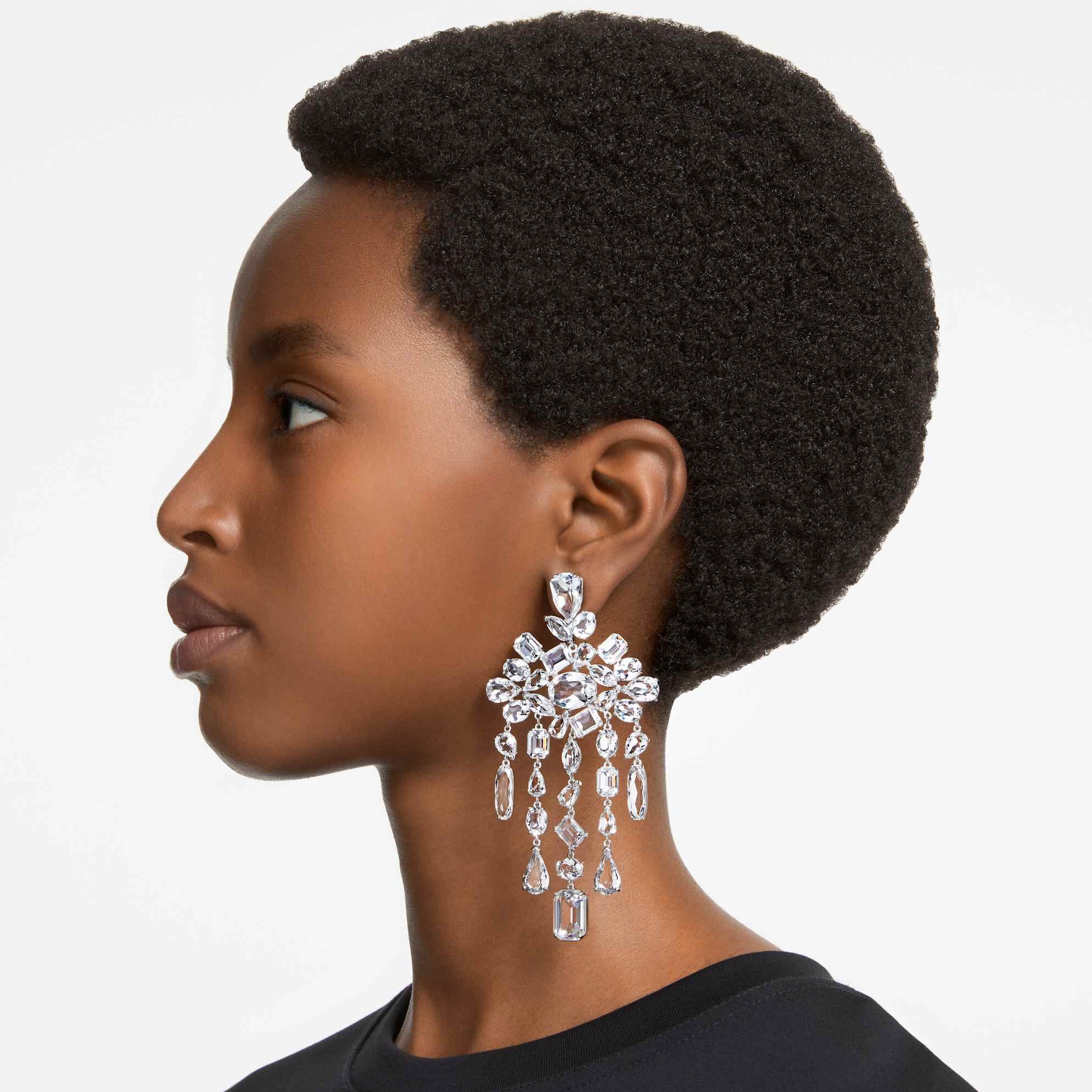 White chandelier shop earrings
