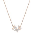 Lilia Necklace, Small, White, Rose Gold Plating