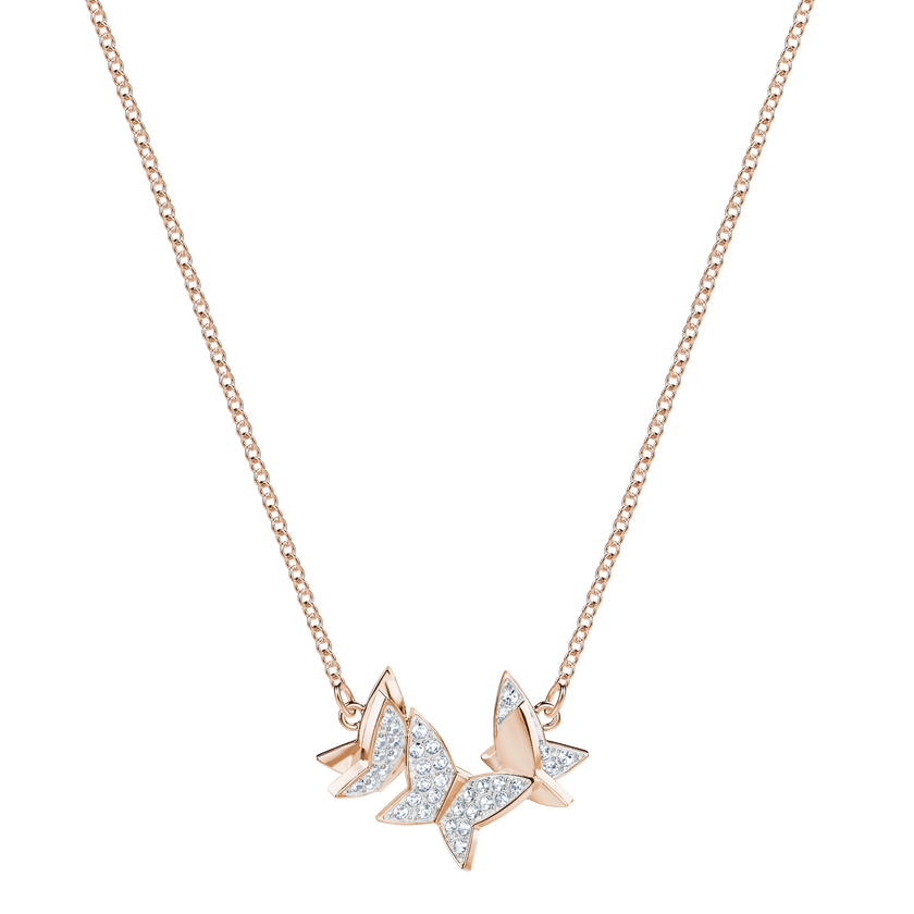 Lilia Necklace, Small, White, Rose Gold Plating