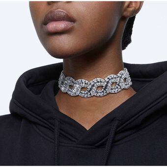 swarovski hyperbola choker  wave  white  rhodium plated