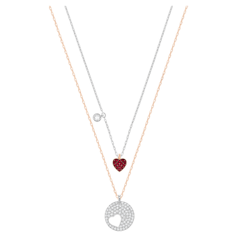 swarovski crystal wishes pendant set 2 heart red mixed metal finish