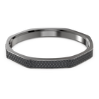 Dextera bangle, Octagon shape, Pavé, Medium, Black, Ruthenium plated