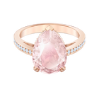 Vintage Cocktail Ring, Pink, Rose-gold tone plated