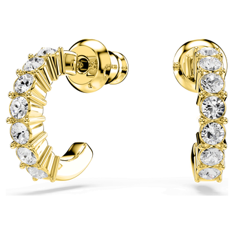 swarovski mini hoop hoop earrings round cut  white  gold tone plated