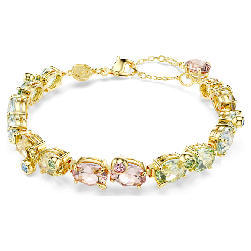 swarovski gema tennis bracelet  mixed cuts  multicolored  gold tone plated