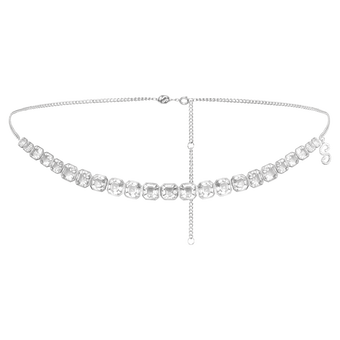 swarovski x skims belly chain  imperial cut  white  stainless steel