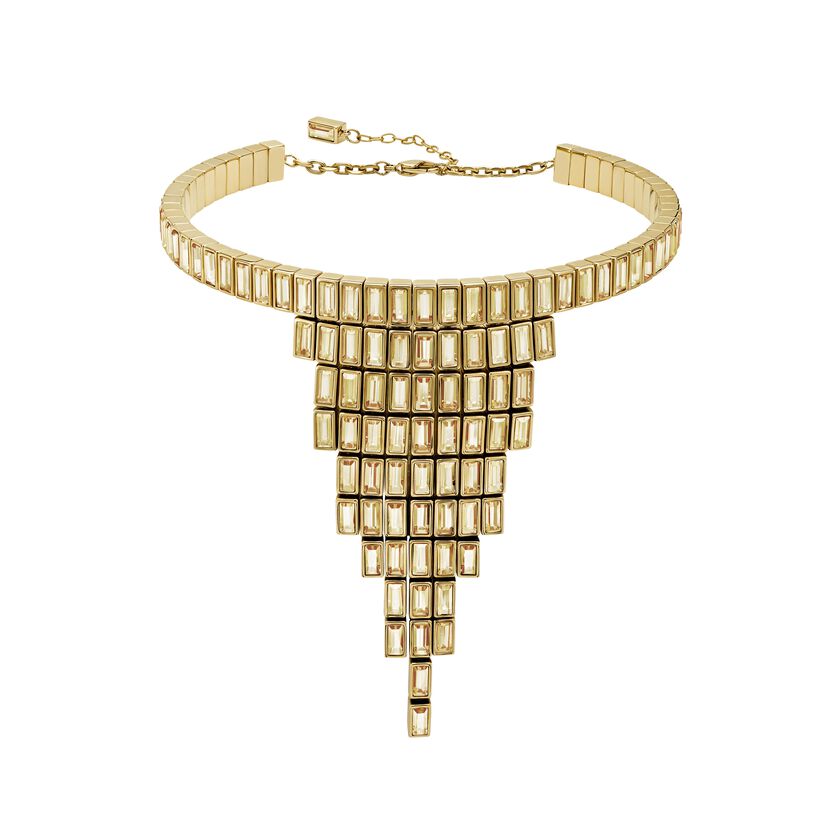Fluid Statement Necklace, Brown, Gold-tone plated