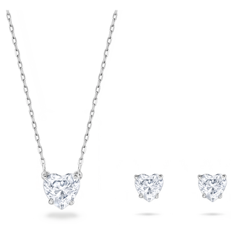 swarovski attract set heart white rhodium plated