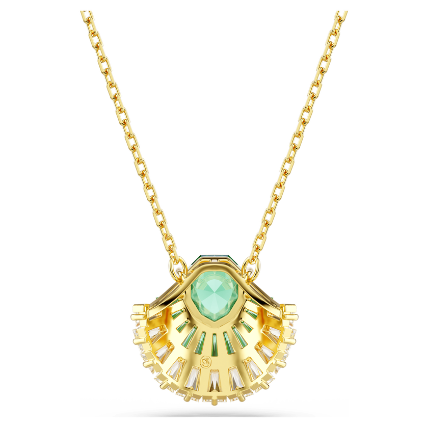 swarovski idyllia pendant  mixed cuts  shell  green  gold tone plated