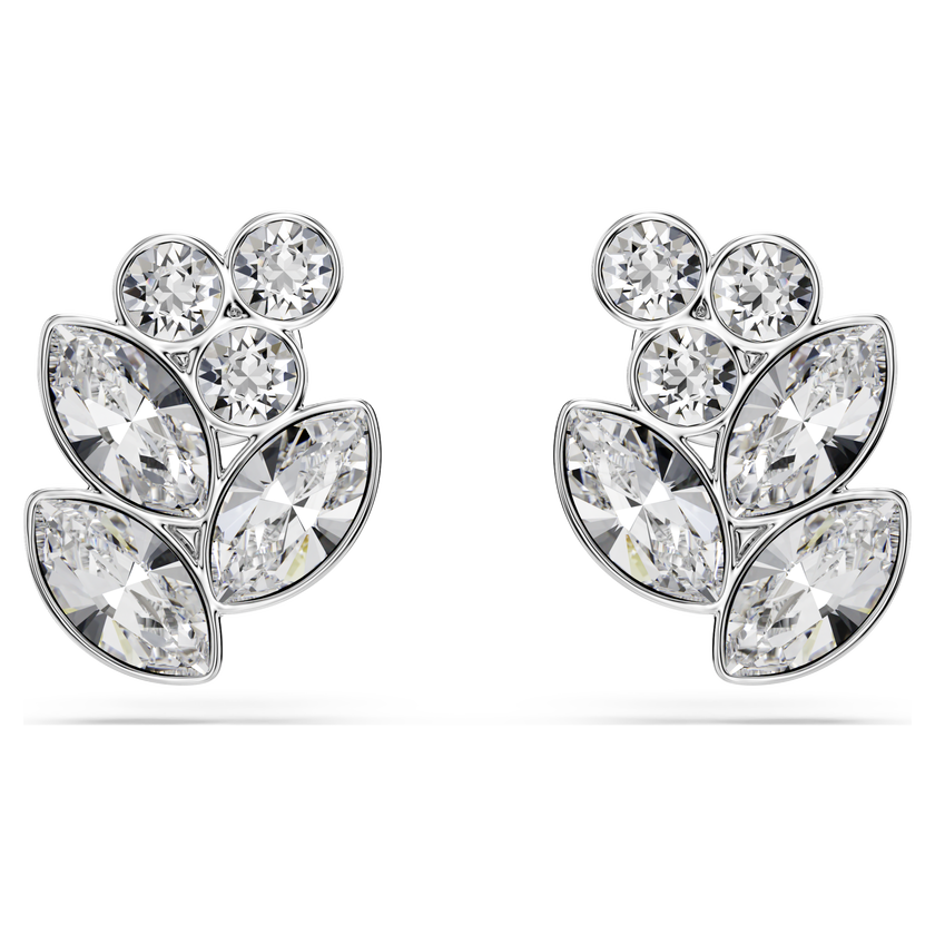 swarovski diapason stud earrings  mixed cuts  white  rhodium plated