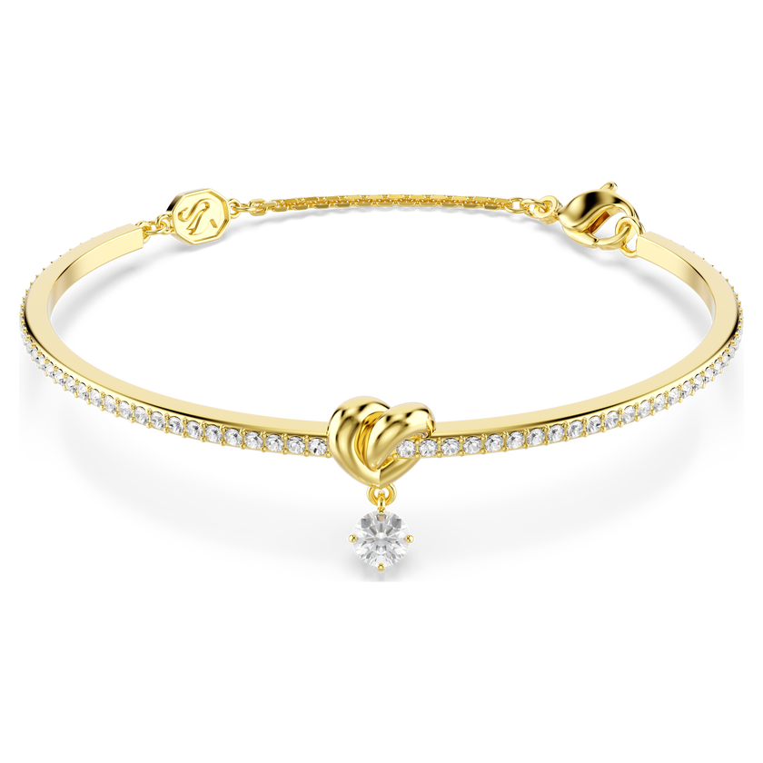 swarovski lifelong bangle  round cut  heart  white  18k gold finish