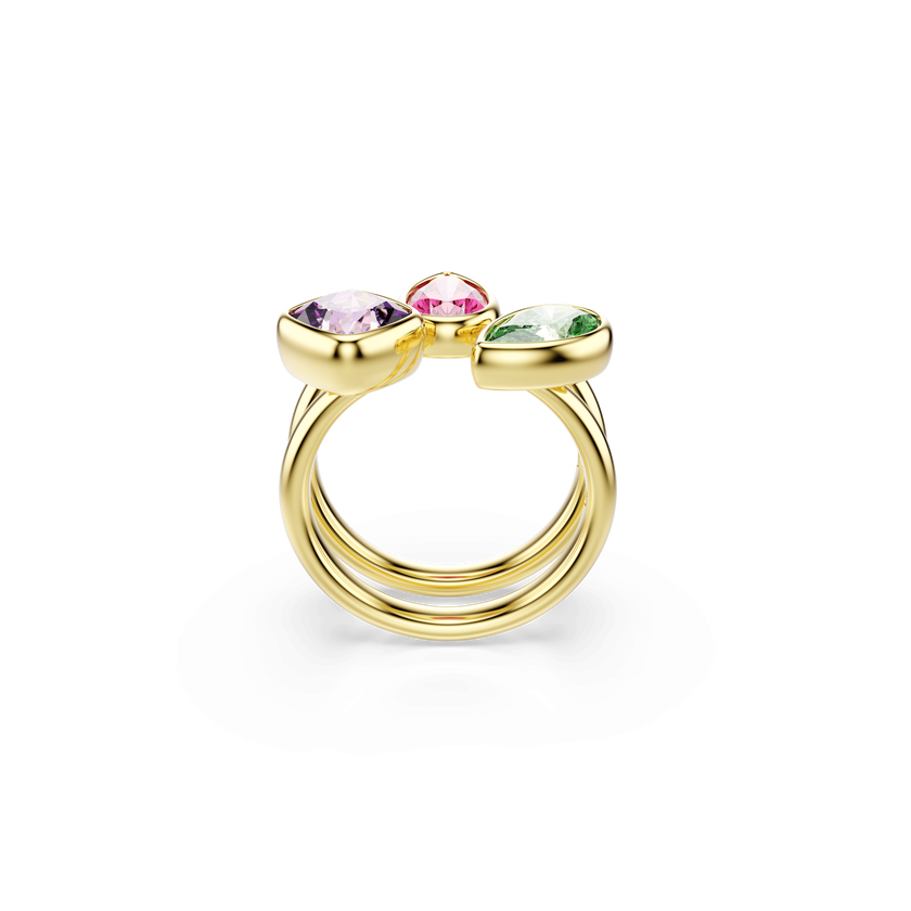 swarovski imber cocktail ring  set  2   mixed cuts  multicolored  18k gold finish