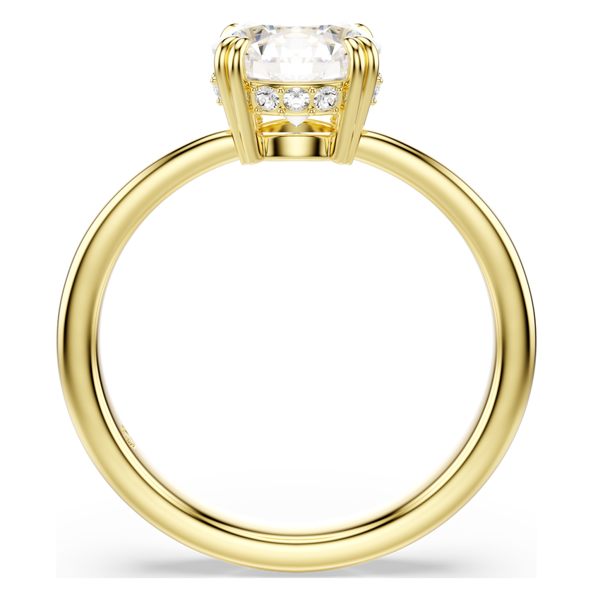 swarovski stilla attract cocktail ring  round cut  white  gold tone plated