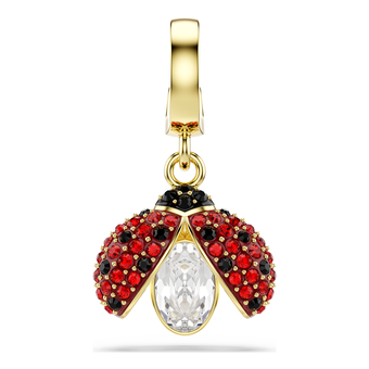 swarovski idyllia charm  mixed cuts  ladybug  red  gold tone plated