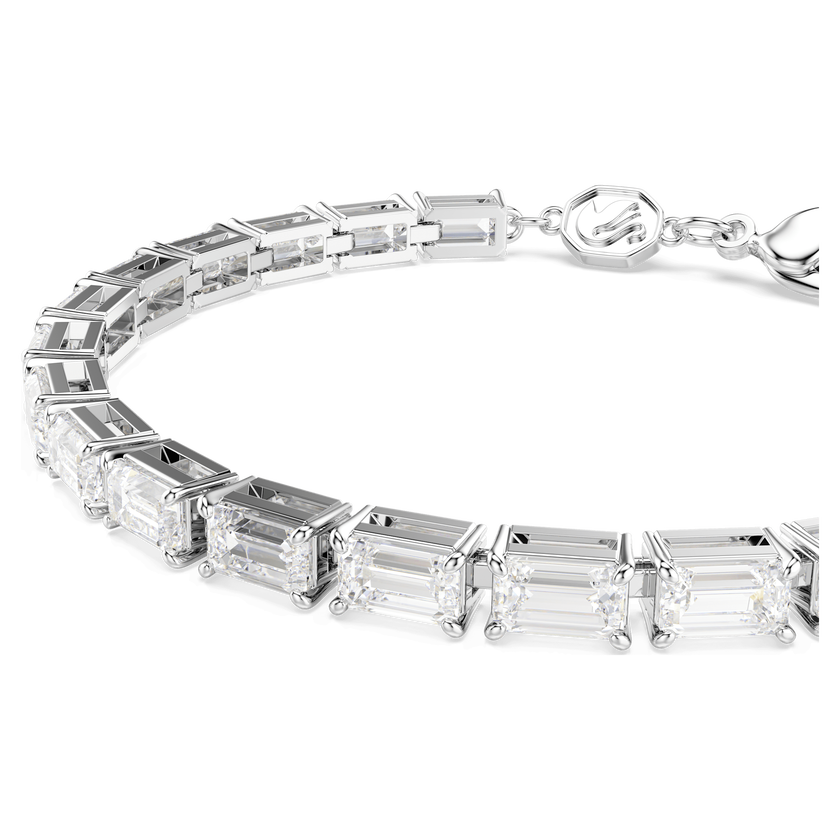 swarovski matrix tennis bracelet  baguette cut  white  rhodium plated