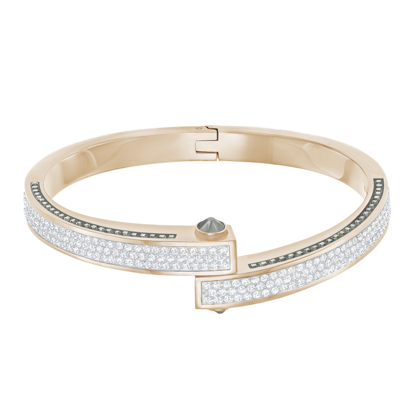 Get Wide Bangle, White, Rose-gold tone plated
