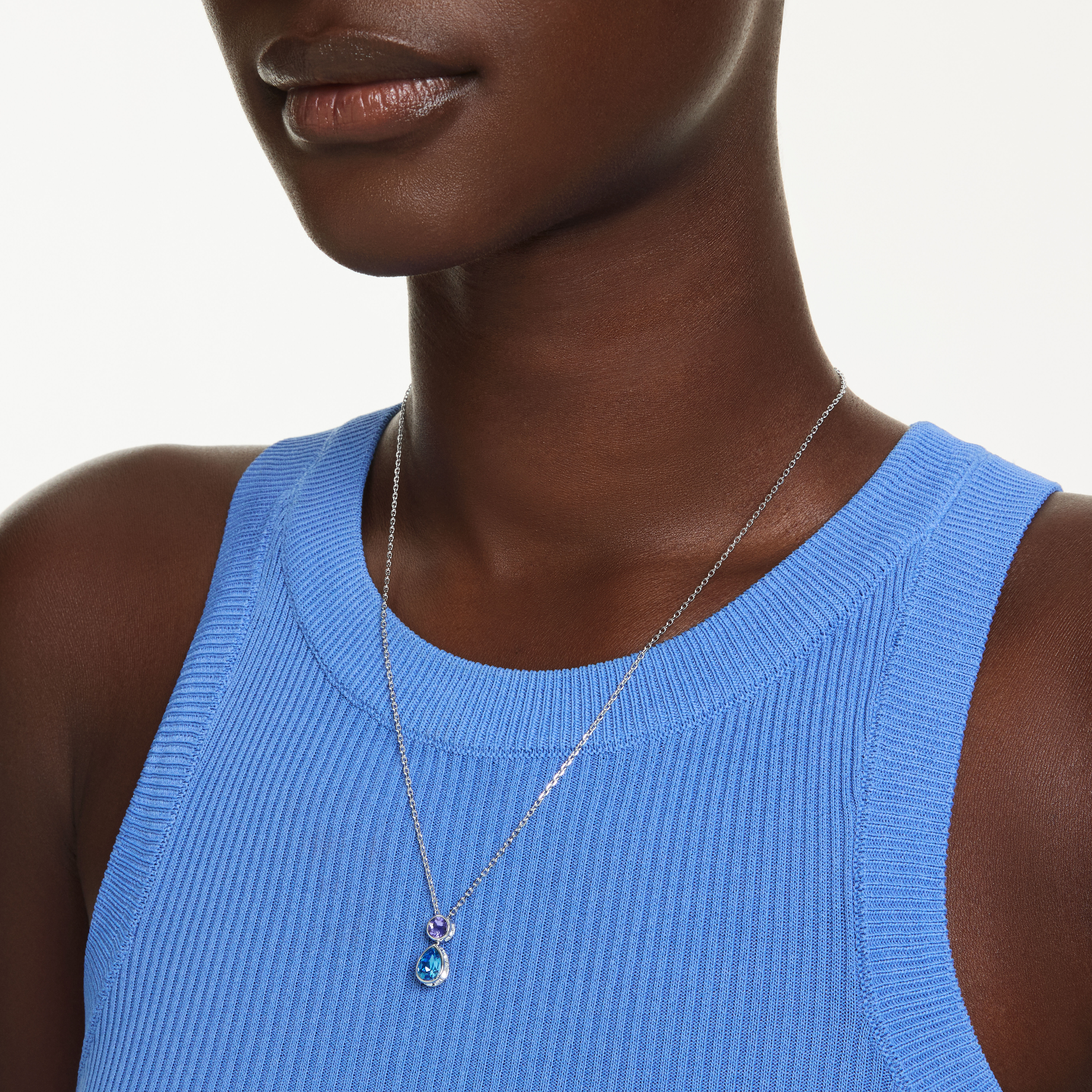 swarovski chroma pendant  mixed cuts  multicolored  rhodium plated