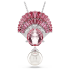 swarovski idyllia pendant mixed cuts crystal pearl shell pink rhodium plated