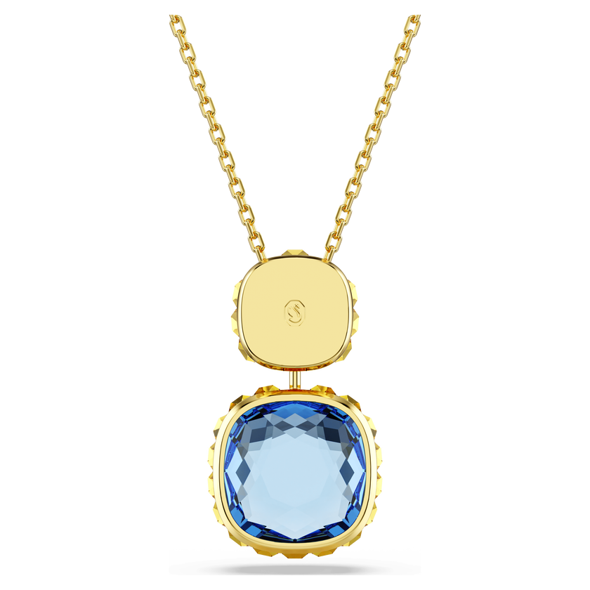swarovski chroma pendant  cushion cut  multicolored  gold tone plated