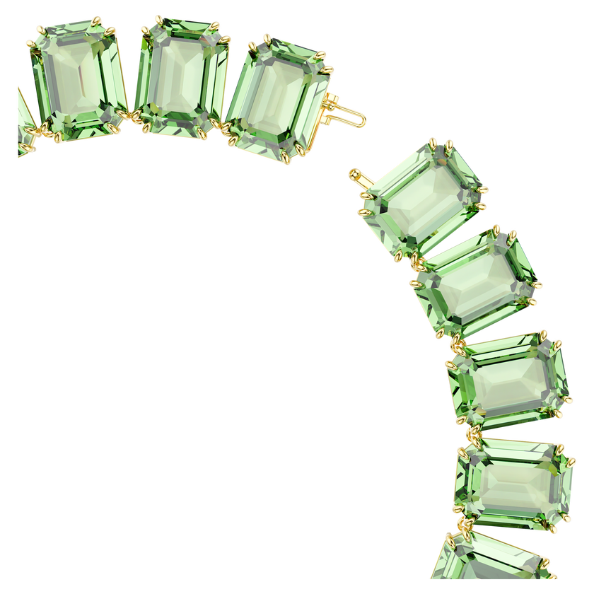 swarovski millenia tennis necklace  octagon cut  green  gold tone plated