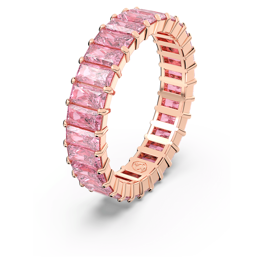 swarovski matrix ring  baguette cut  pink  rose gold tone plated