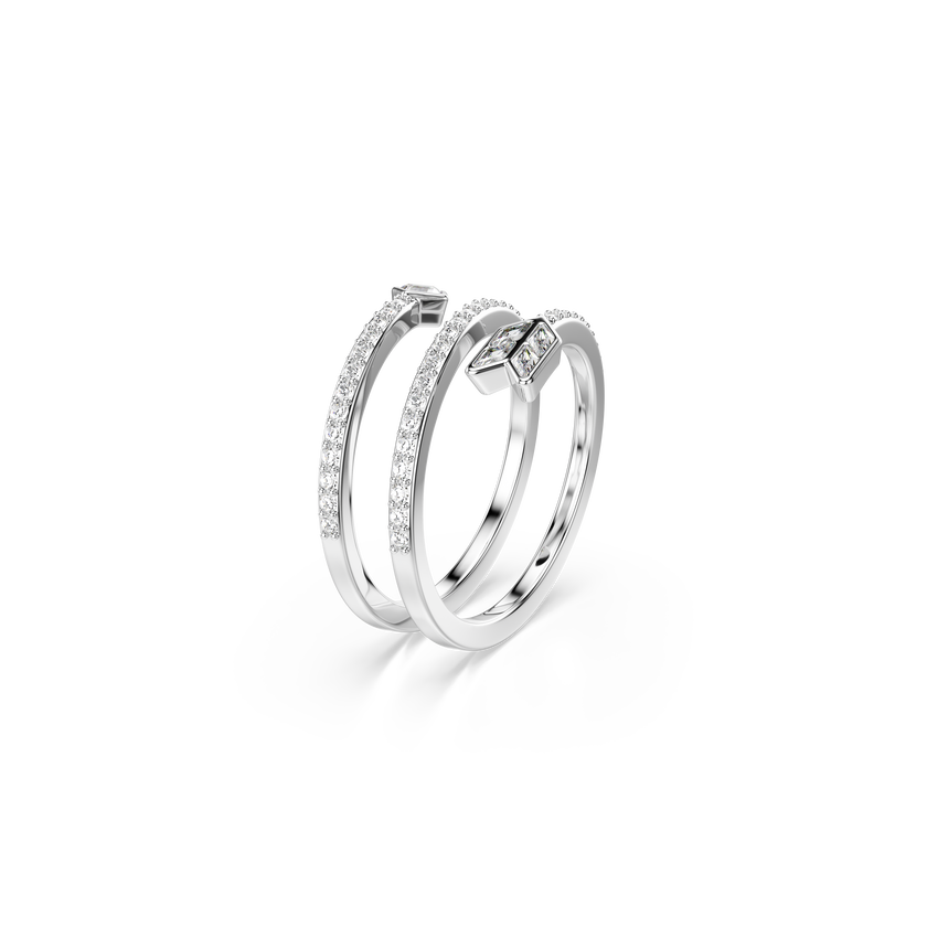 swarovski idyllia motif ring  mixed cuts  arrow  white  rhodium plated