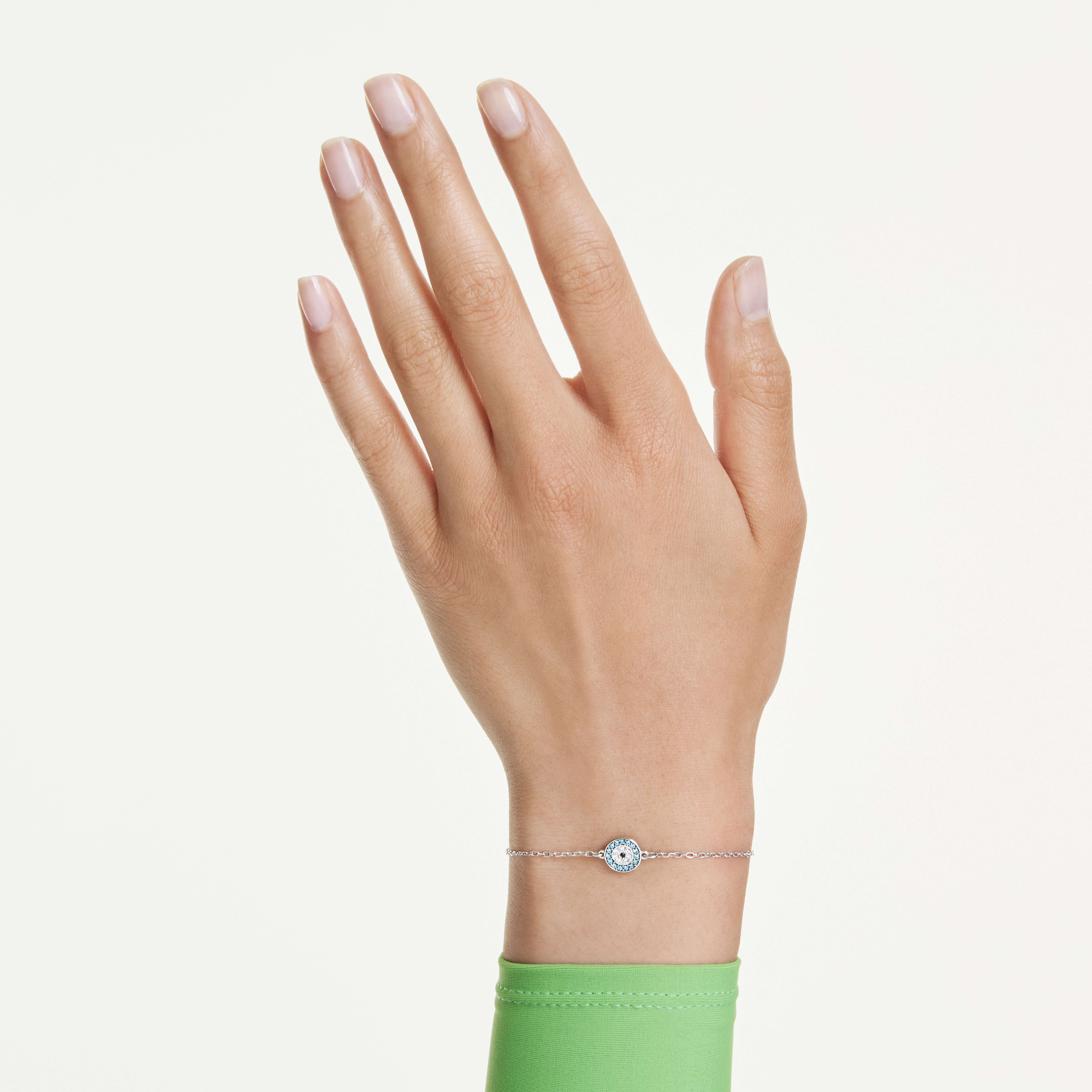 swarovski luckily bracelet  pav   eye  blue  rhodium plated