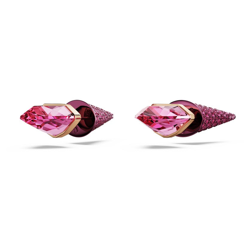 swarovski lucent stud earrings  pav   spike  pink  mixed metal finish
