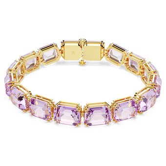 swarovski millenia tennis bracelet octagon cut purple gold tone plated