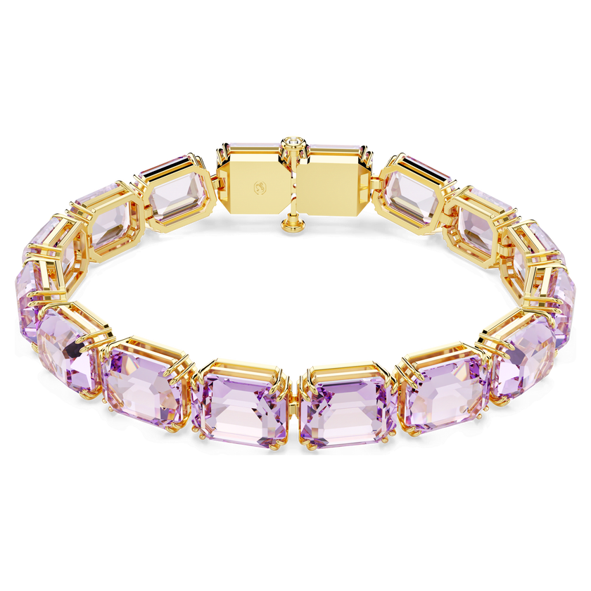 swarovski millenia tennis bracelet  octagon cut  purple  gold tone plated