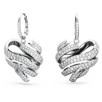 swarovski volta stud earrings  heart  white  rhodium plated