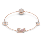 swarovski swan bracelet magnetic closure swan pink rose gold tone plated