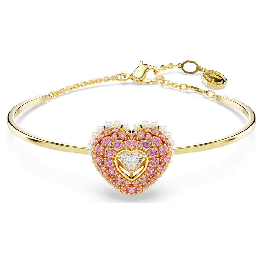 swarovski idyllia bangle  crystal pearl  heart  pink  gold tone plated