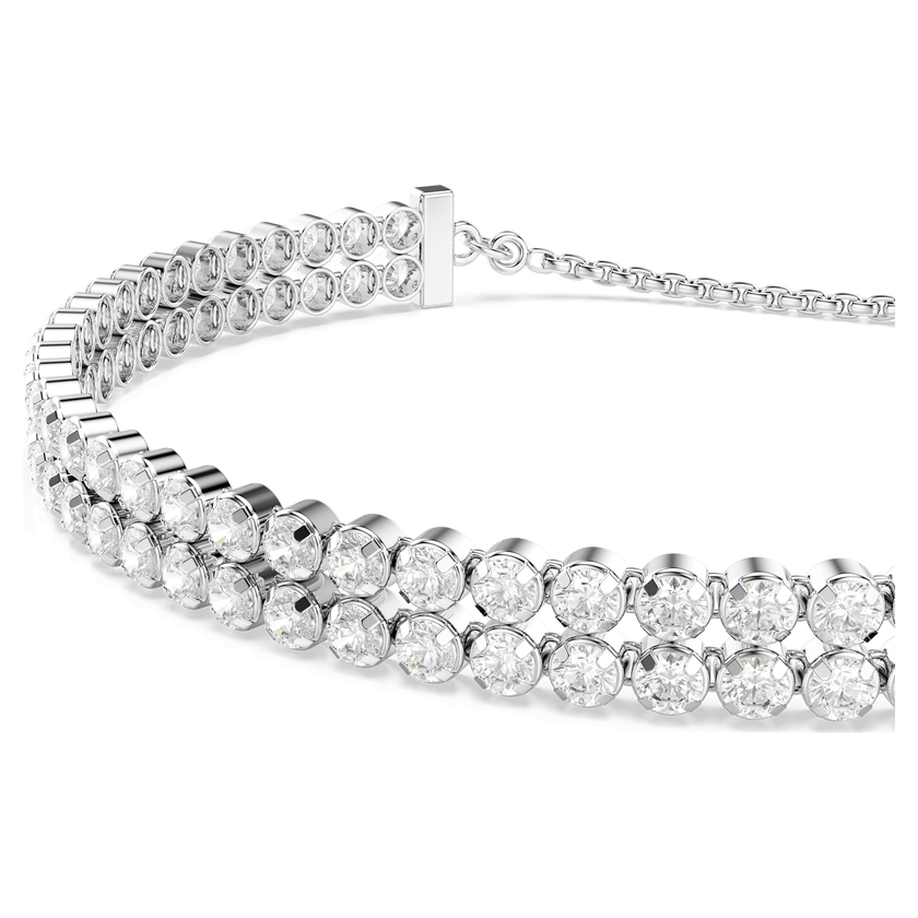 swarovski matrix tennis bracelet  round cut  white  rhodium plated