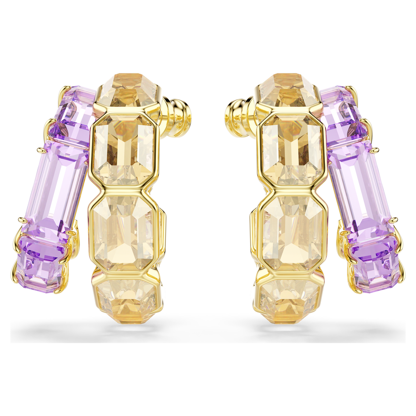 swarovski millenia hoop earrings  mixed cuts  multicolored  gold tone plated