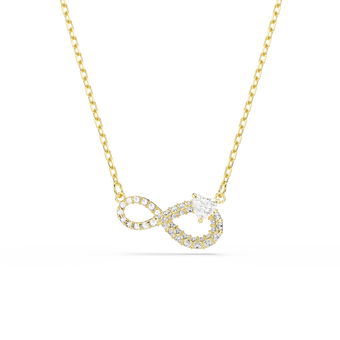 swarovski hyperbola necklace  heart cut  pav   infinity  white  18k gold finish