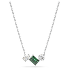 Mesmera pendant, Mixed cuts, Green, Rhodium plated