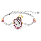 Pop Swan bracelet, Swan, Pink, Rhodium plated
