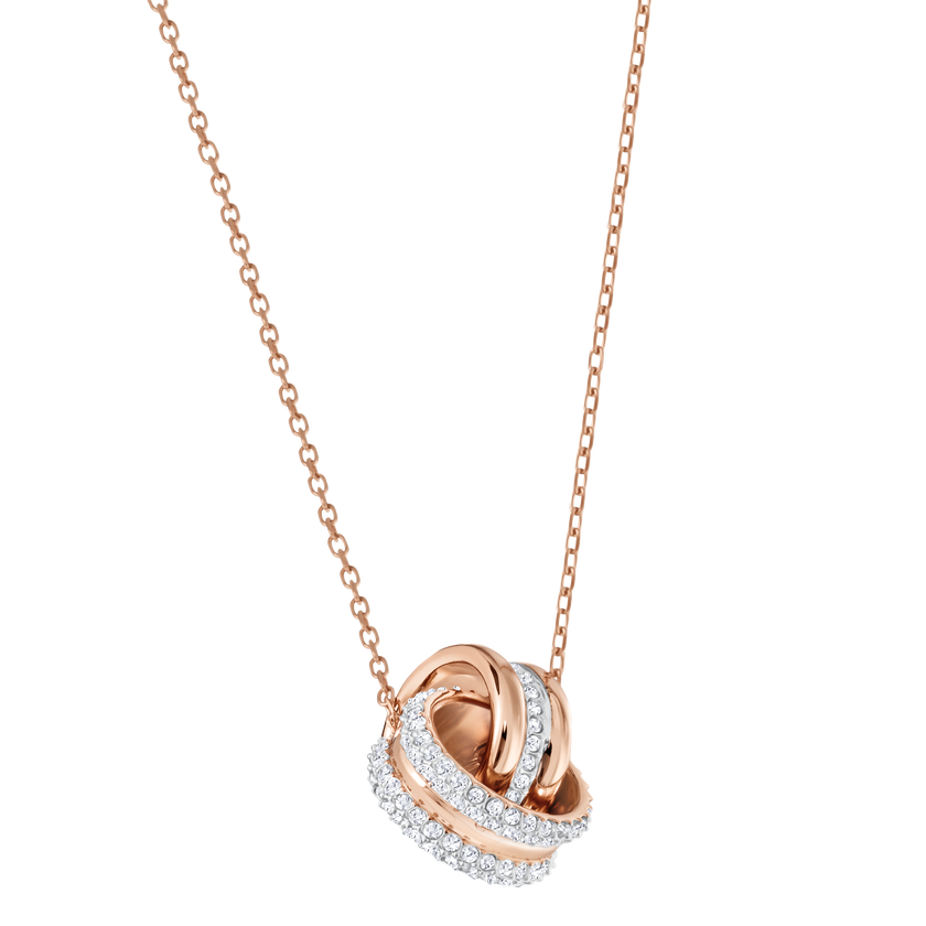 Further Pendant, Small, White, Rose Gold Plated