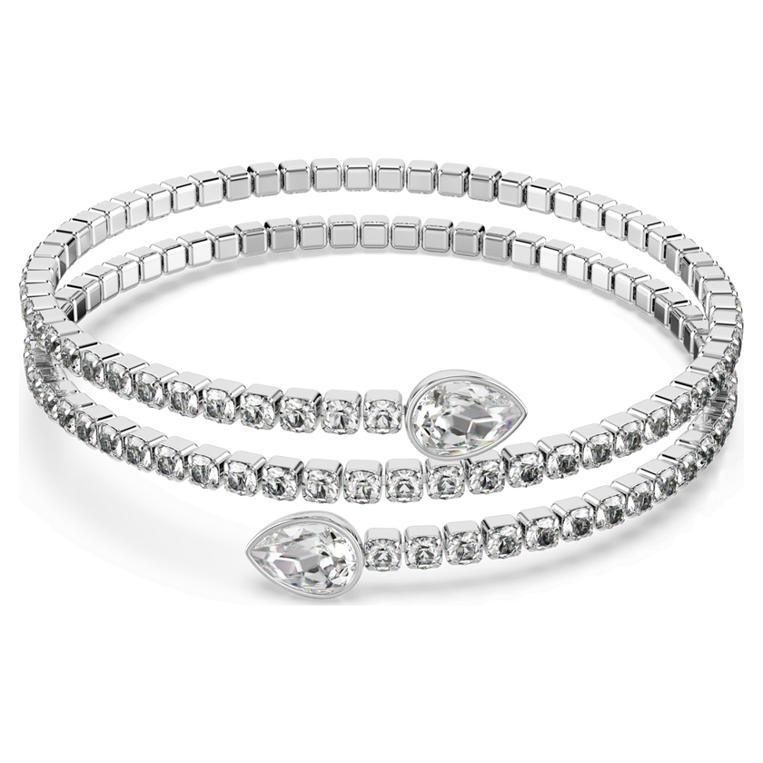 swarovski twisty cuff  mixed cuts  white  rhodium plated