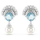 swarovski idyllia drop earrings crystal pearl shell blue rhodium plated