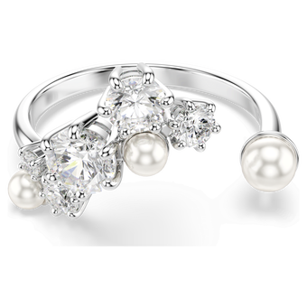 swarovski constella open ring crystal pearl round cuts white rhodium plated