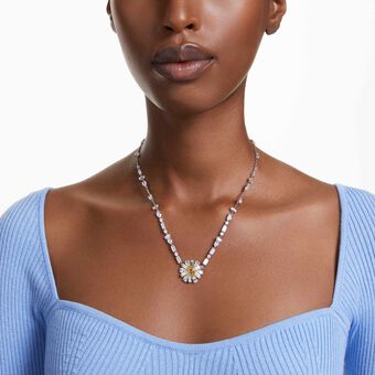 swarovski idyllia necklace  flower  yellow  rhodium plated