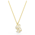 swarovski swan pendant  mixed cuts  swan  white  18k gold finish