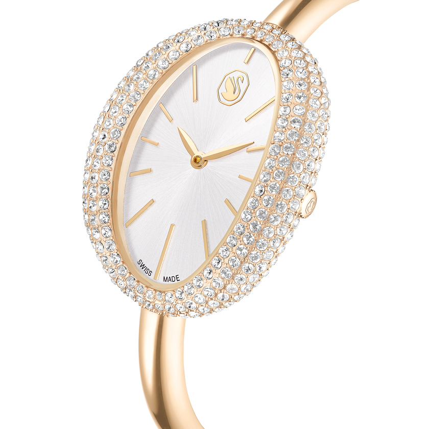 swarovski imber bangle watch  swiss made  metal bracelet  gold tone  champagne gold tone finish