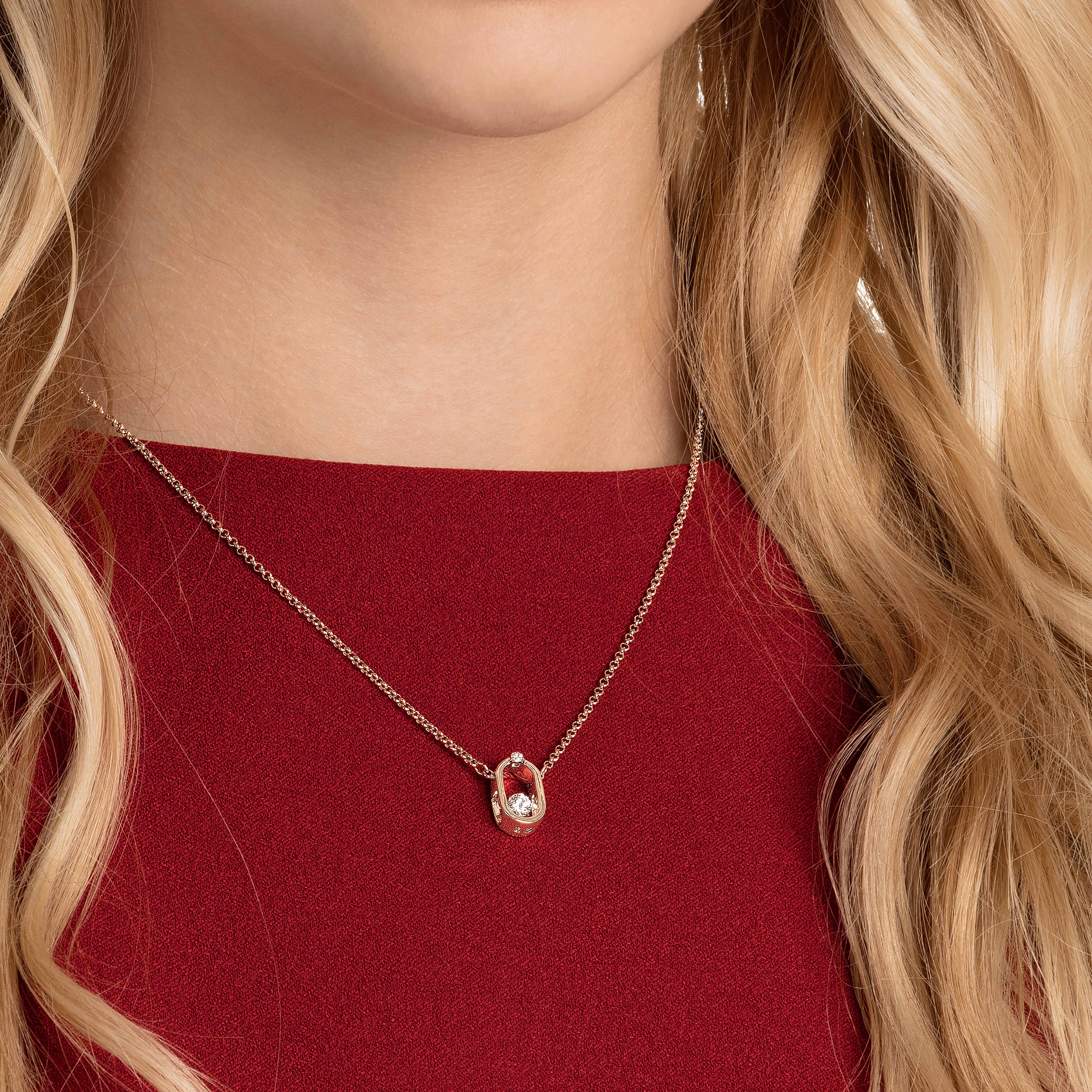 swarovski sparkling dance necklace  round cut  oval shape  white  rose gold tone plated