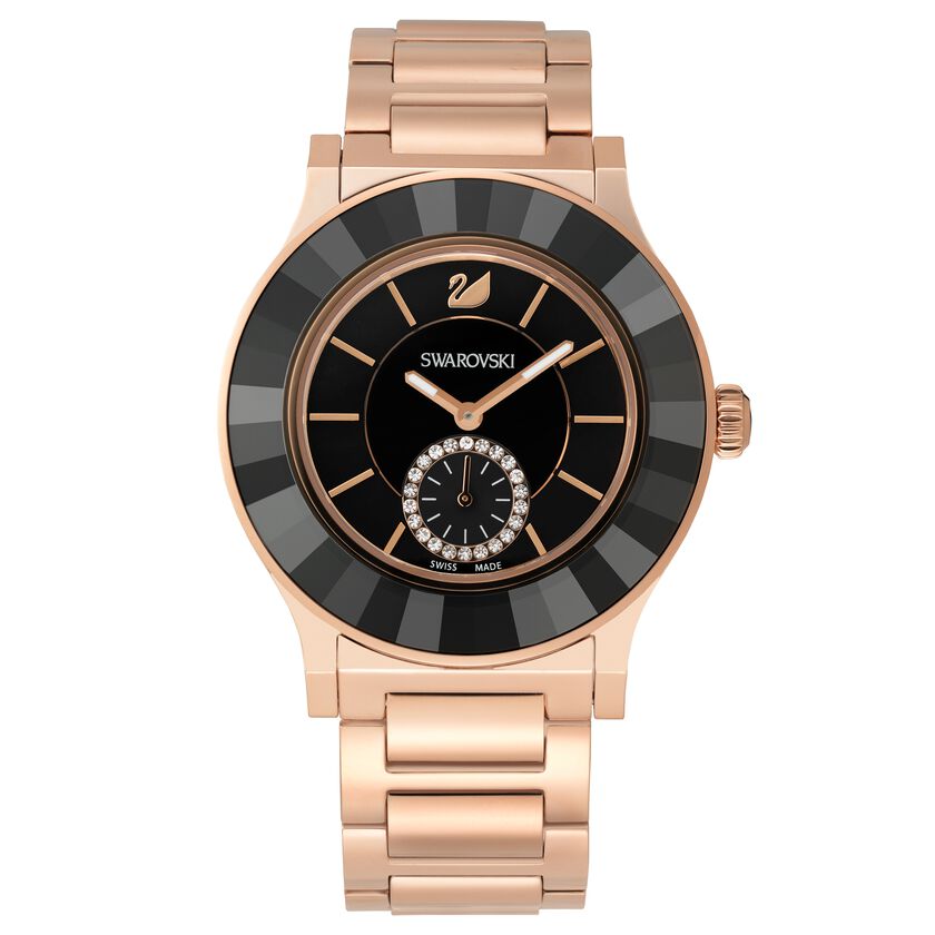 Octea Classica Watch, Metal bracelet, Black, Rose gold tone