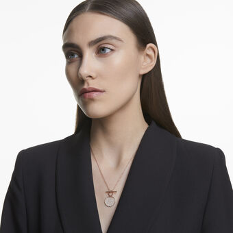 swarovski ginger t bar necklace  white  rose gold tone plated