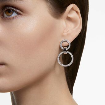 swarovski hollow hoop earrings  white  rhodium plated