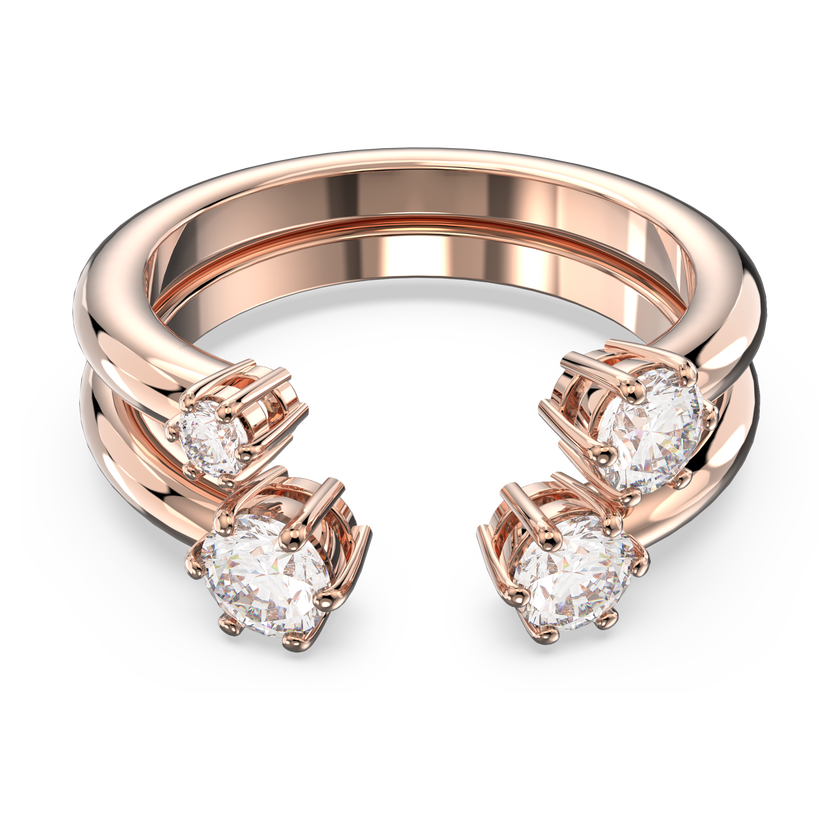 Constella ring, Set (2), Round cut, White, Rose gold-tone plated